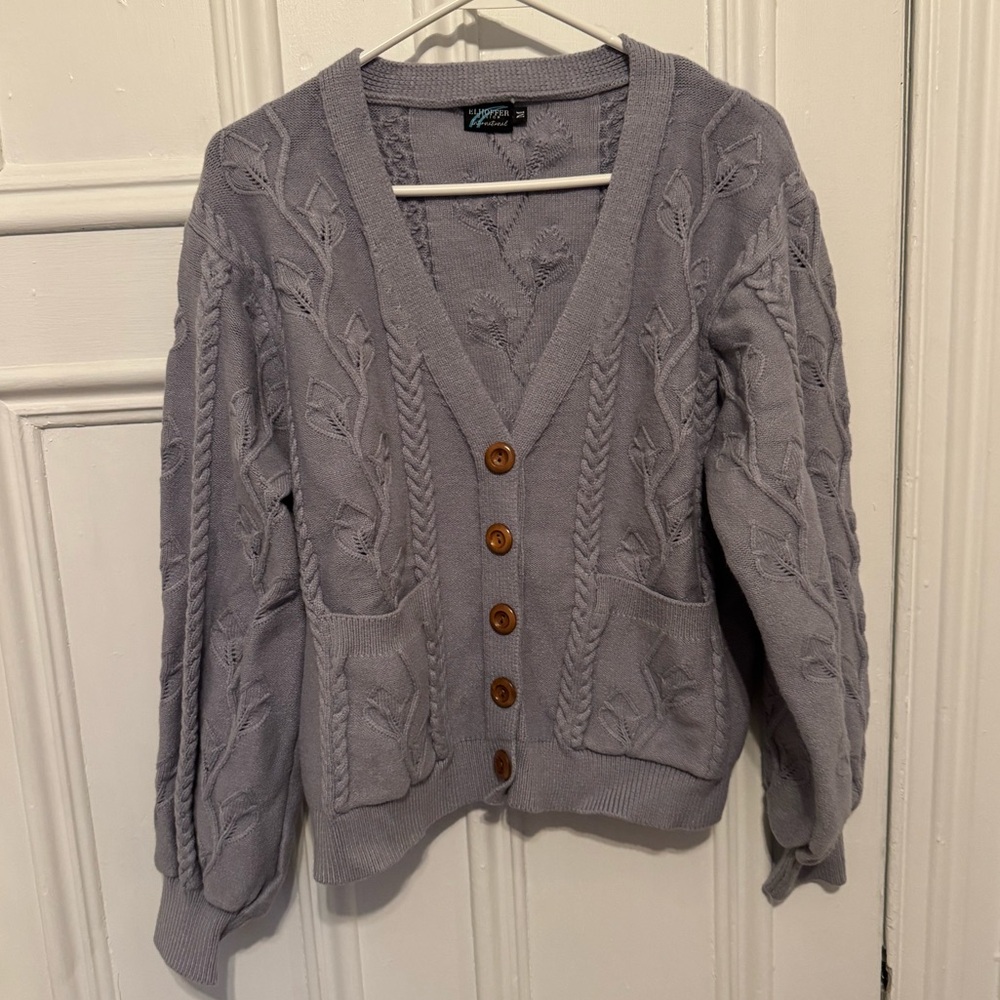 Elhoffer Design boxy chunky knit sweater. Violet, size medium